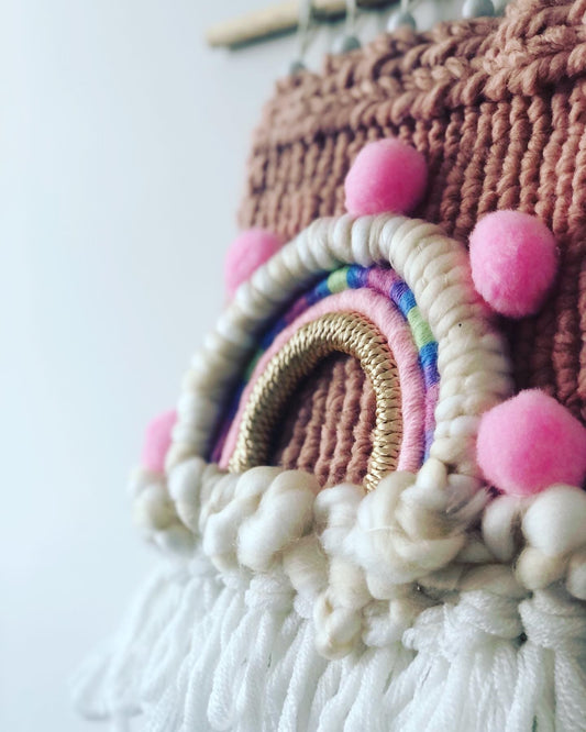 Pink Rainbow Weaving - Knotted by Hand
