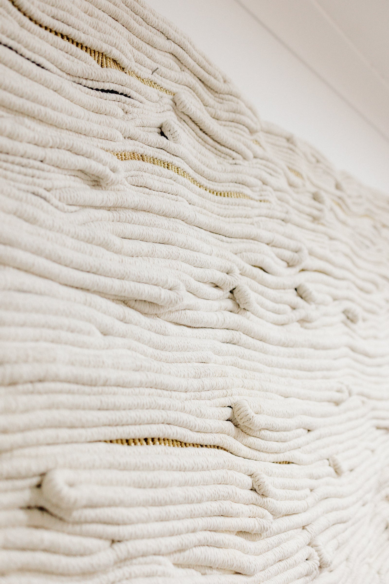 close up, textural art work, knotted by hand